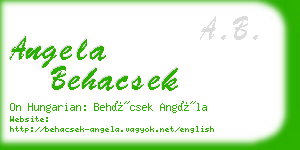 angela behacsek business card